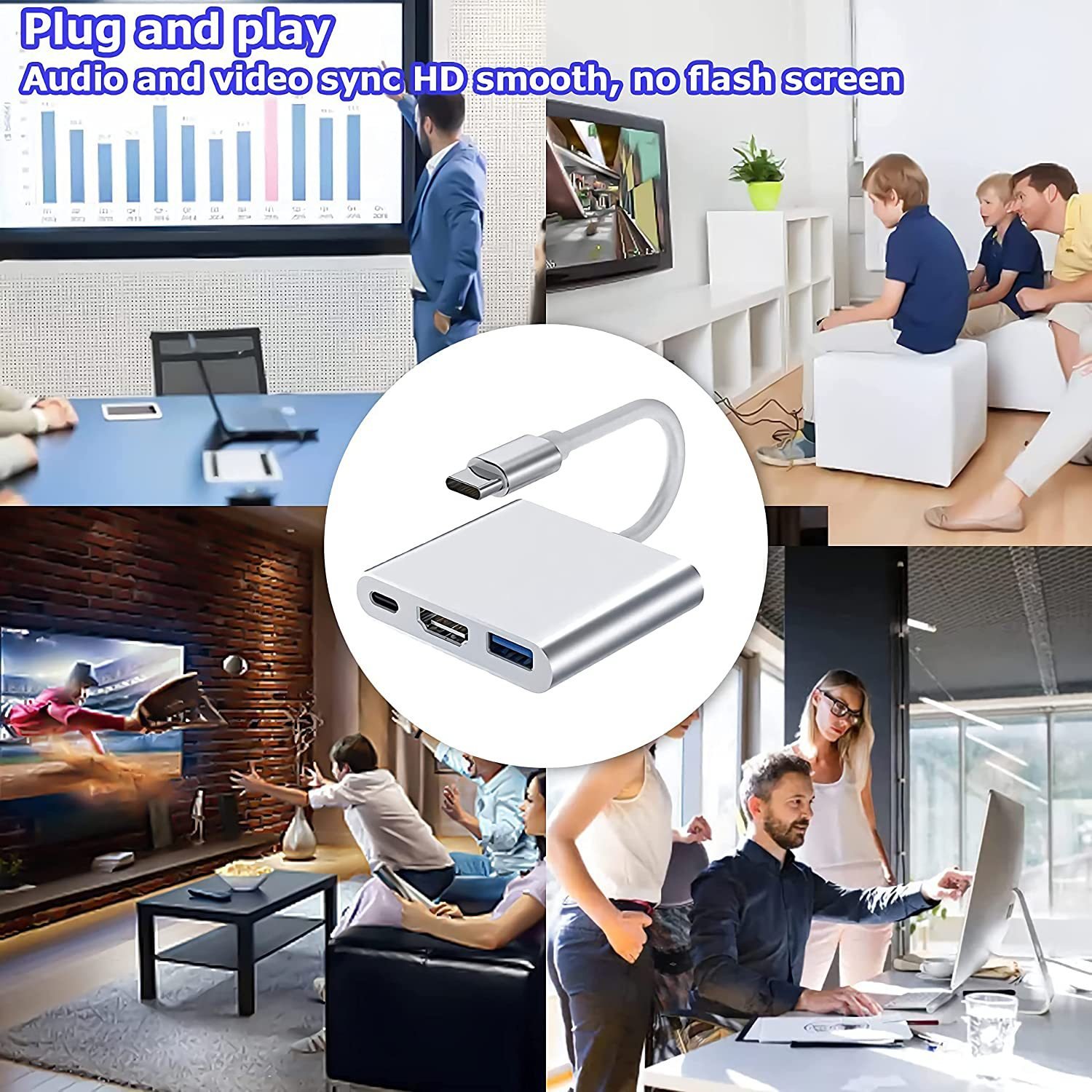 Type-C to HDMI 4K USB Dock Station Silver — Buy Online in Pakistan | Cash on Delivery