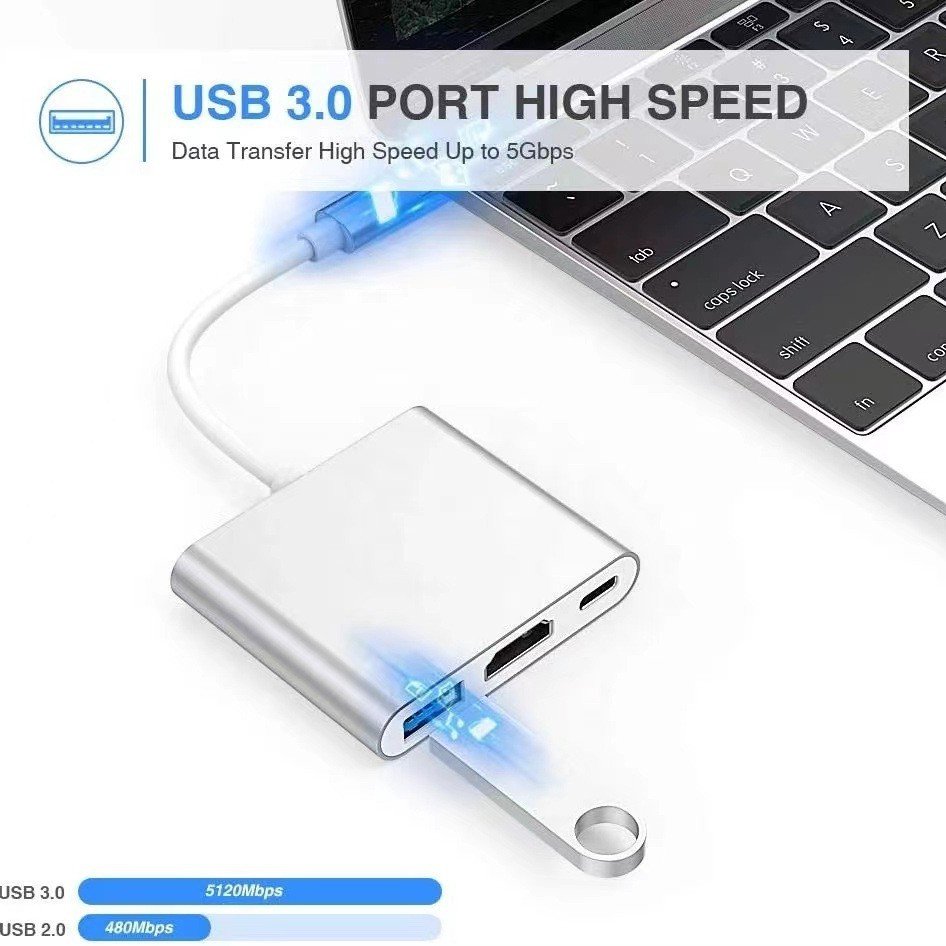 Type-C to HDMI 4K USB Dock Station Silver — Buy Online in Pakistan | Cash on Delivery