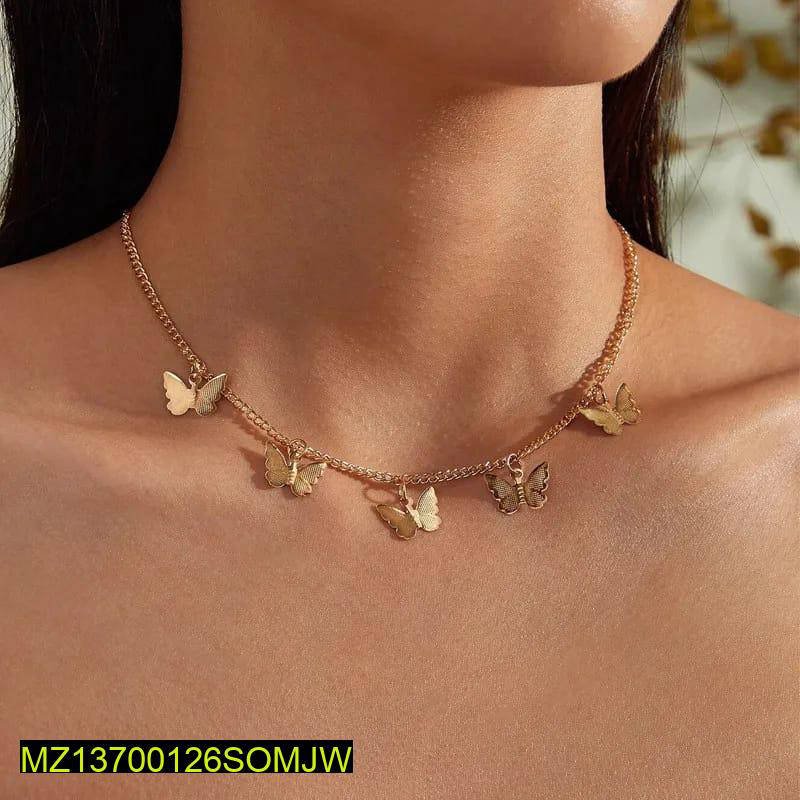Golden Butterfly Chain Necklace Adjustable Gold Plated