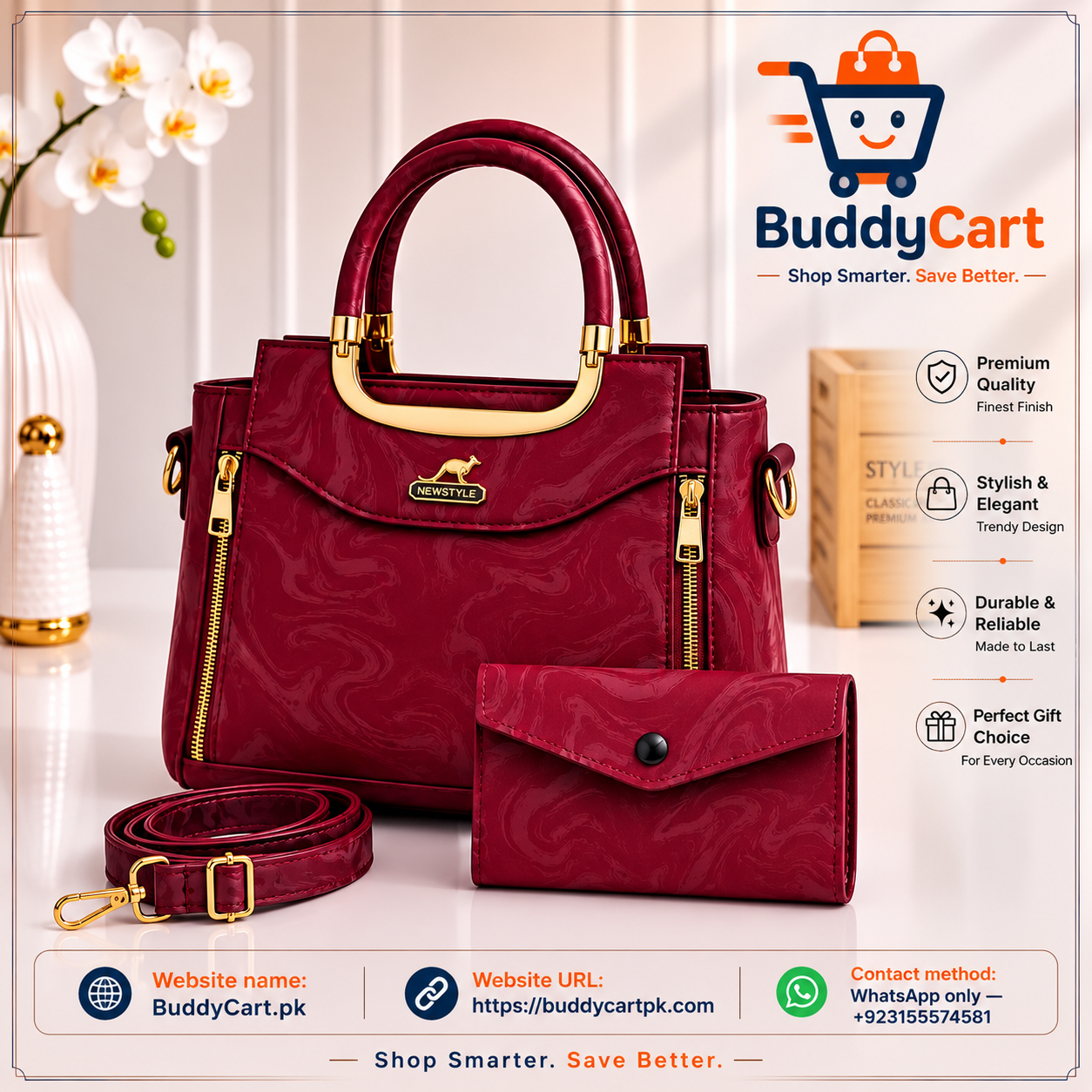 Women's Leather Printed Hand Bag Set