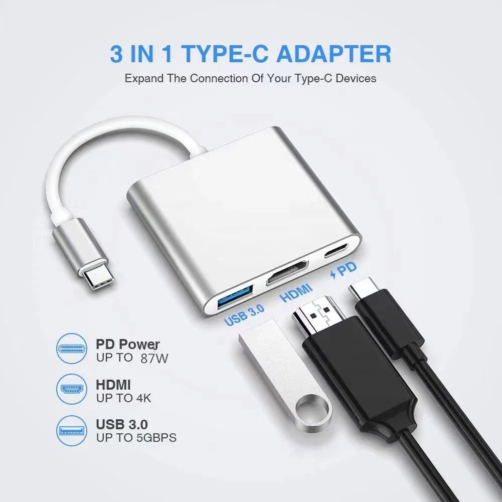 Type-C to HDMI 4K USB Dock Station Silver — Buy Online in Pakistan | Cash on Delivery
