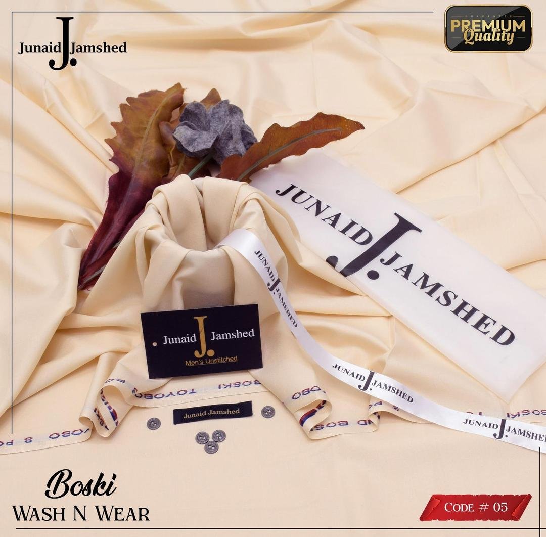 Unstitched Boski Suit Beige Wash & Wear Pakistan
