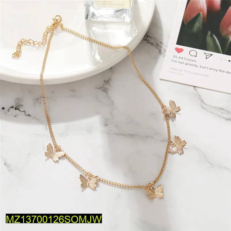 Golden Butterfly Chain Necklace Adjustable Gold Plated — Buy Online in Pakistan | Cash on Delivery