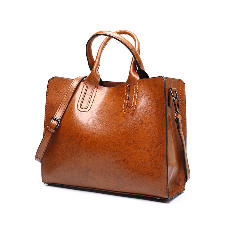 Retro Brown Leather Handbag for Women
